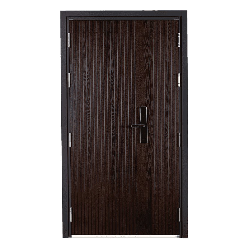 Marco de encaje de 70-Pro, puerta de entrada blindada de acero-madera con grano vertical (sin hebilla), madera-abierta acero-madera